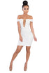 Sexy Gold Chain Crisscross Lace up White Bandage Dress